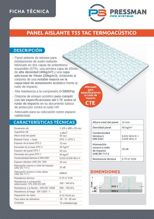 Ficha Tecnica T55TAC Pressman UNE EN 1264 22