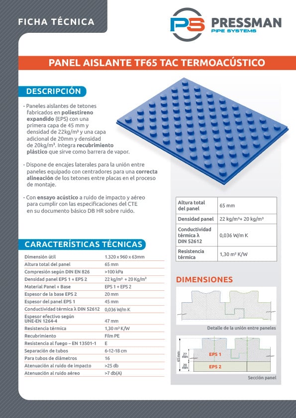 Ficha Tecnica TF65 Pressman UNE EN 1264 22