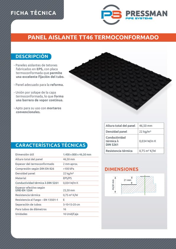 Ficha Tecnica TT46 Pressman UNE EN 1264 22