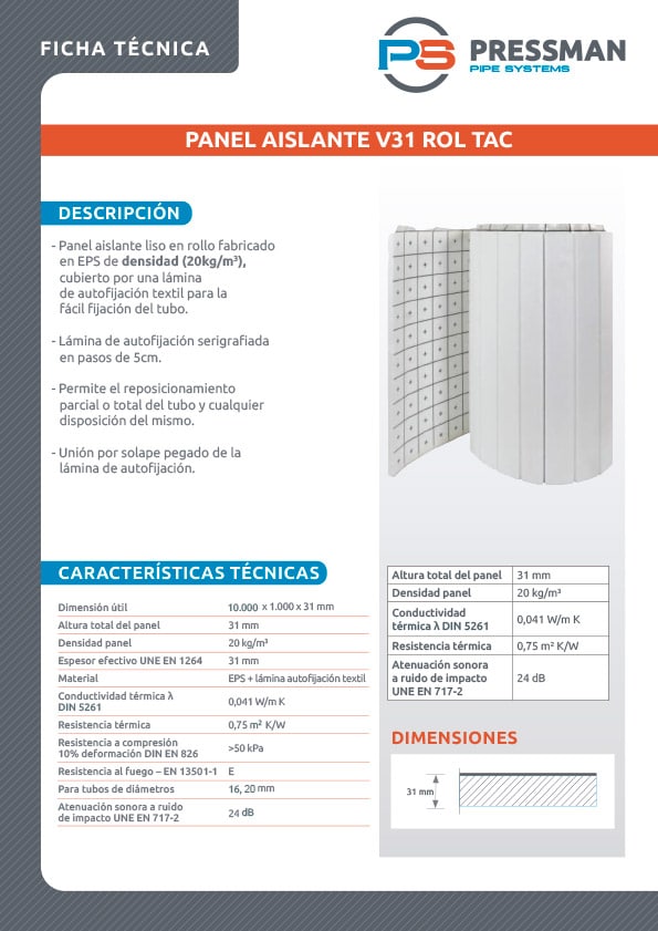 Ficha Tecnica V31 ROL TAC Pressman UNE EN 1264 2022