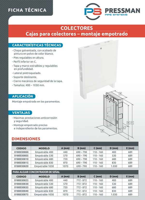 miniatura Ficha Técnica ARMARIOS PRESSMAN EMPOTRABLES EN PARED LACADO BLANCO