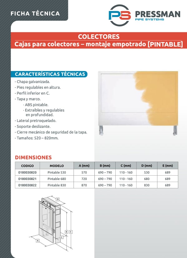 miniatura Ficha Técnica ARMARIOS PRESSMAN EMPOTRABLES VERSIÓN PINTABLE