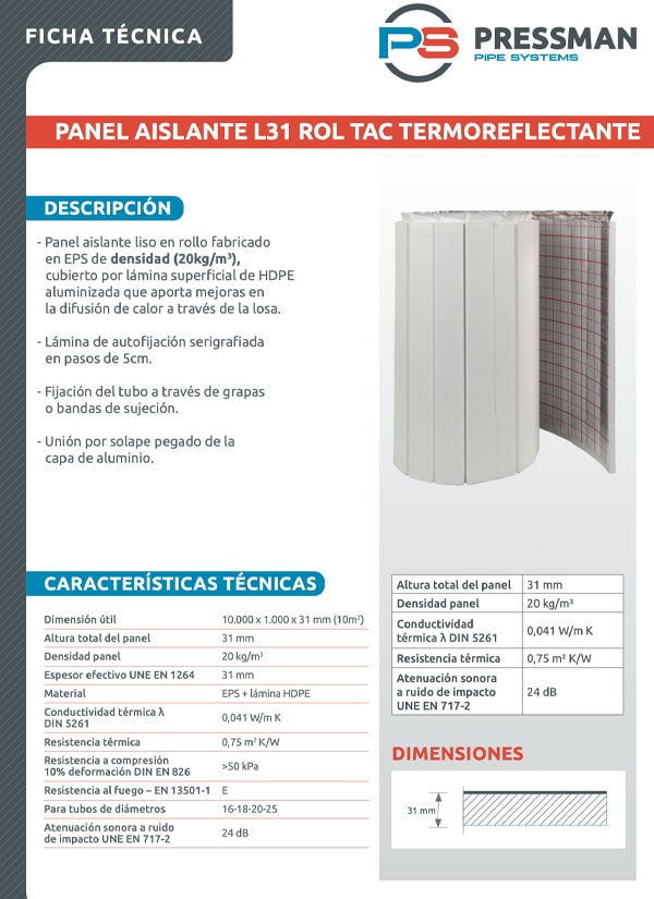 miniatura 211. Ficha Tecnica L31 ROL TAC Pressman UNE EN 1264 2022
