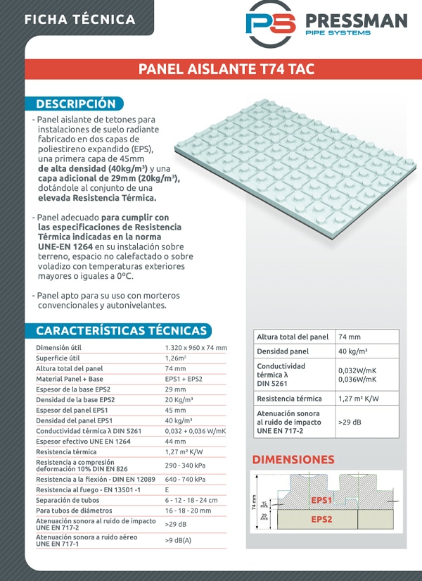 miniatura 3. Ficha Tecnica T74 TAC Pressman UNE EN 1264 22
