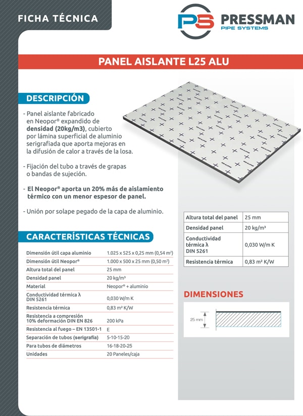 miniatura 5. Ficha Tecnica L25 ALU Pressman UNE EN 1264 22